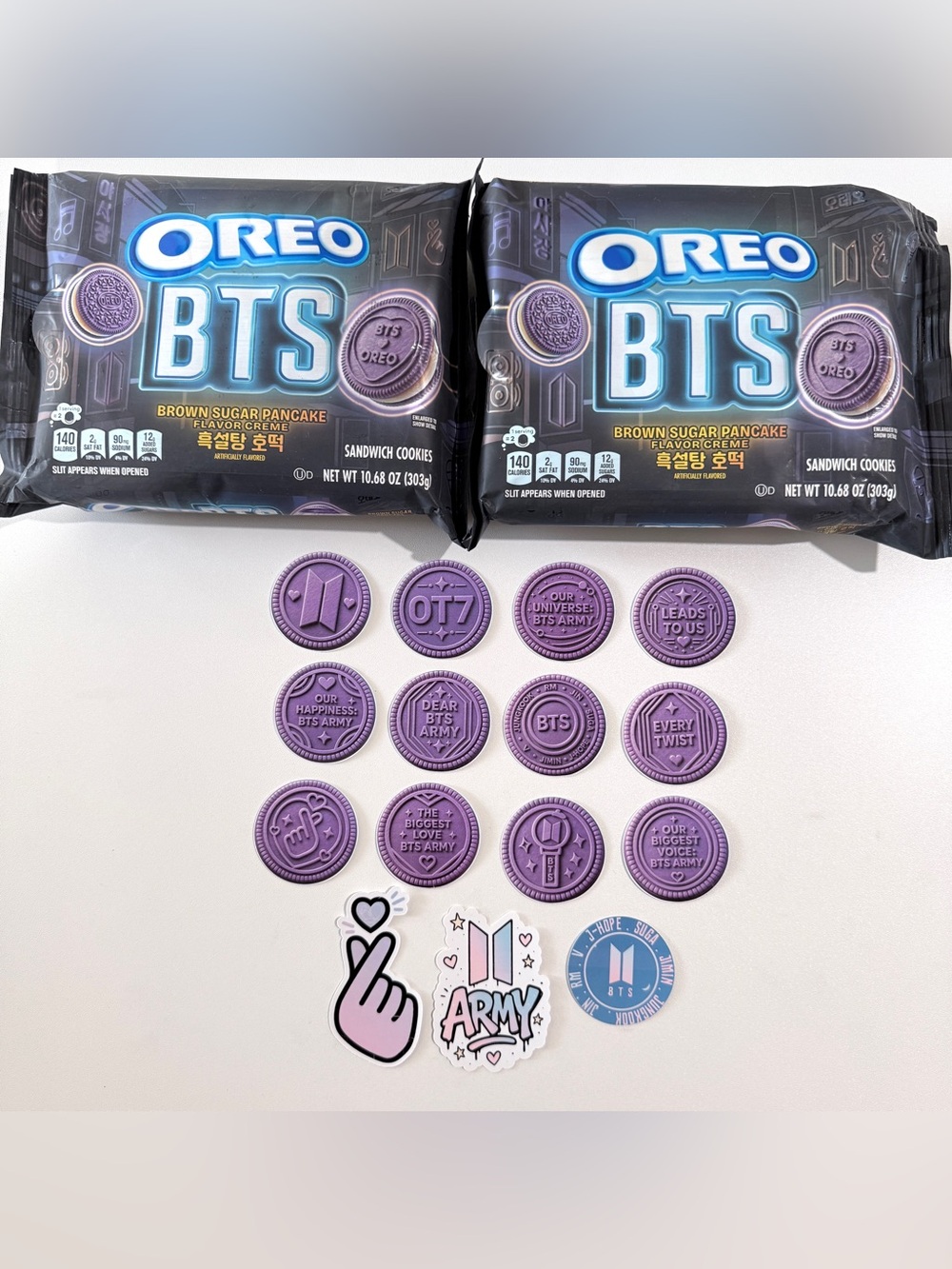 2 pack Oreo BTS Cookies & 15 BTS stickers